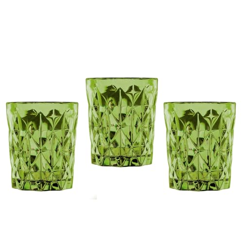 Vintage Embossed Whiskey Glasses Set of 6, Heavy Bottom Tumblers, Dishwasher Safe W3597