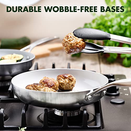 10" and 12" Tri-Ply Stainless Steel Ceramic Nonstick Frying Pan Skillet Set O8787