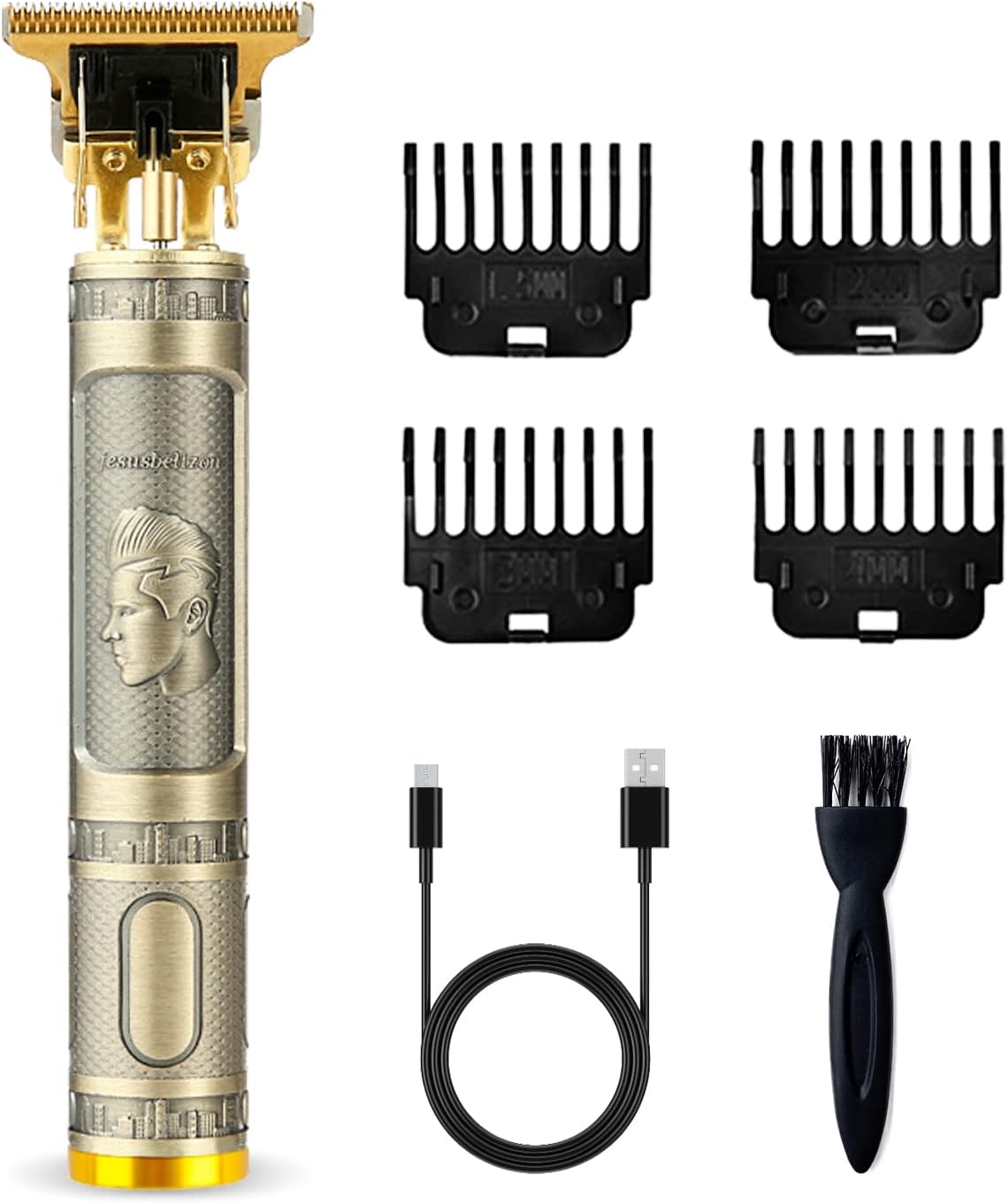Cordless Hair & Beard Trimmer with 4 Guide Combs,Rechargeable T-Blade Hair Edgers Hair Clippers for Zero Gapped Haircut,Professional Electric Hair Trimmer Gifts for Men & Fathers Day,Bronze
