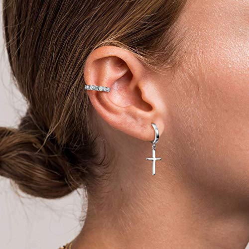 Dainty Cross Huggie Hoop Earrings for Women Men Z97381