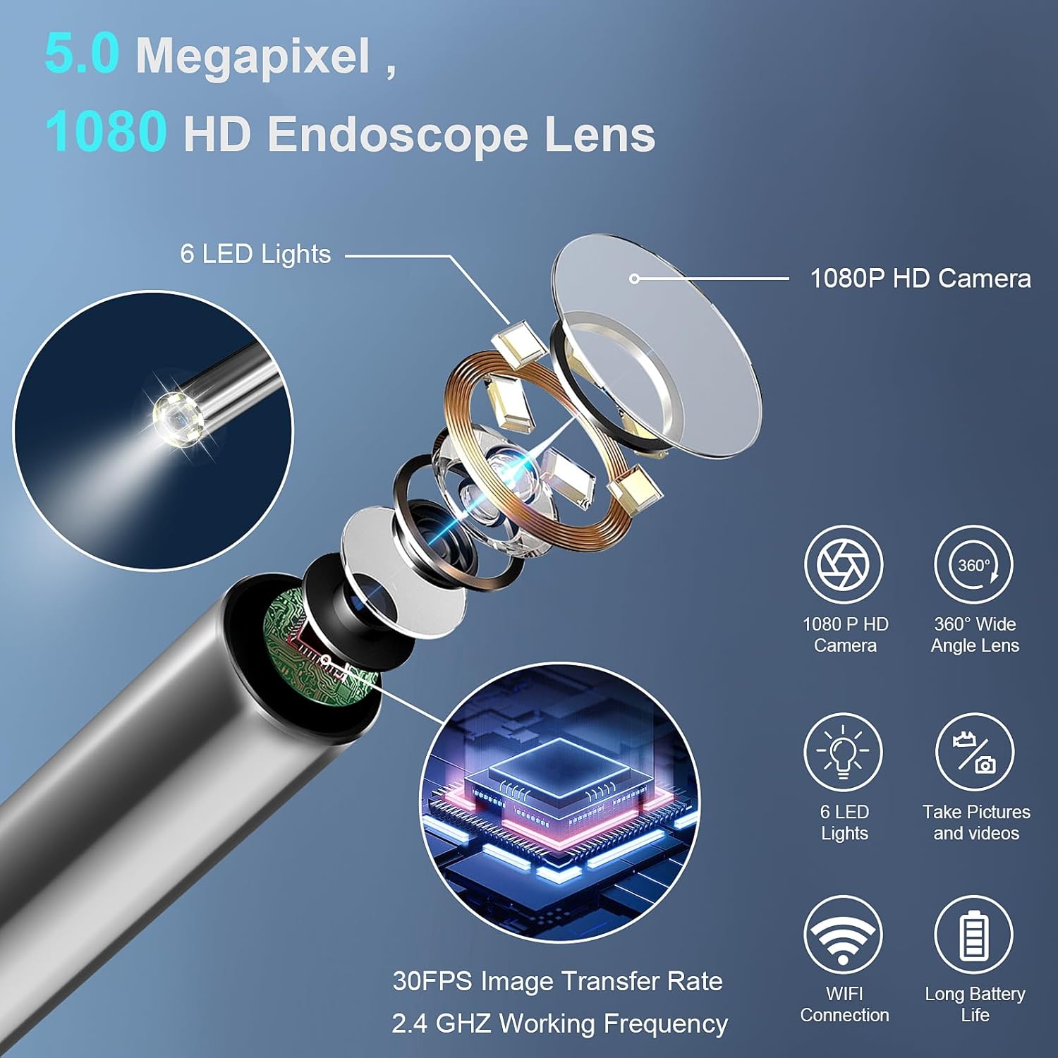 Ear Wax Removal Tool with 1080P HD Camera and 12 Replacement Tips A22729