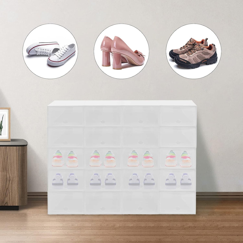 20 Pack Transparent Plastic Shoe Box W22964