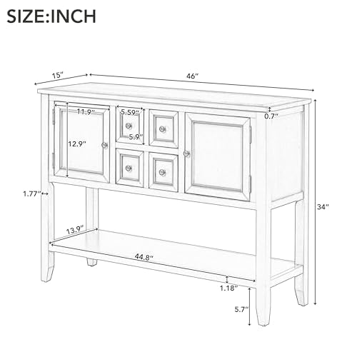 Farmhouse Sideboard Buffet Cabinet with Storage Drawers and Bottom Shelf Y384