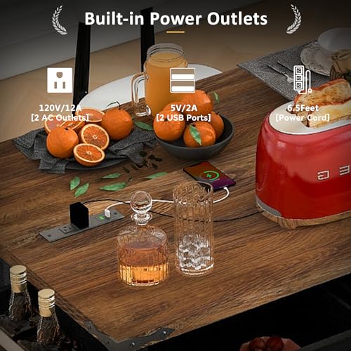 Kitchen Island with Power Outlet and Sliding Barn Doors Y2019