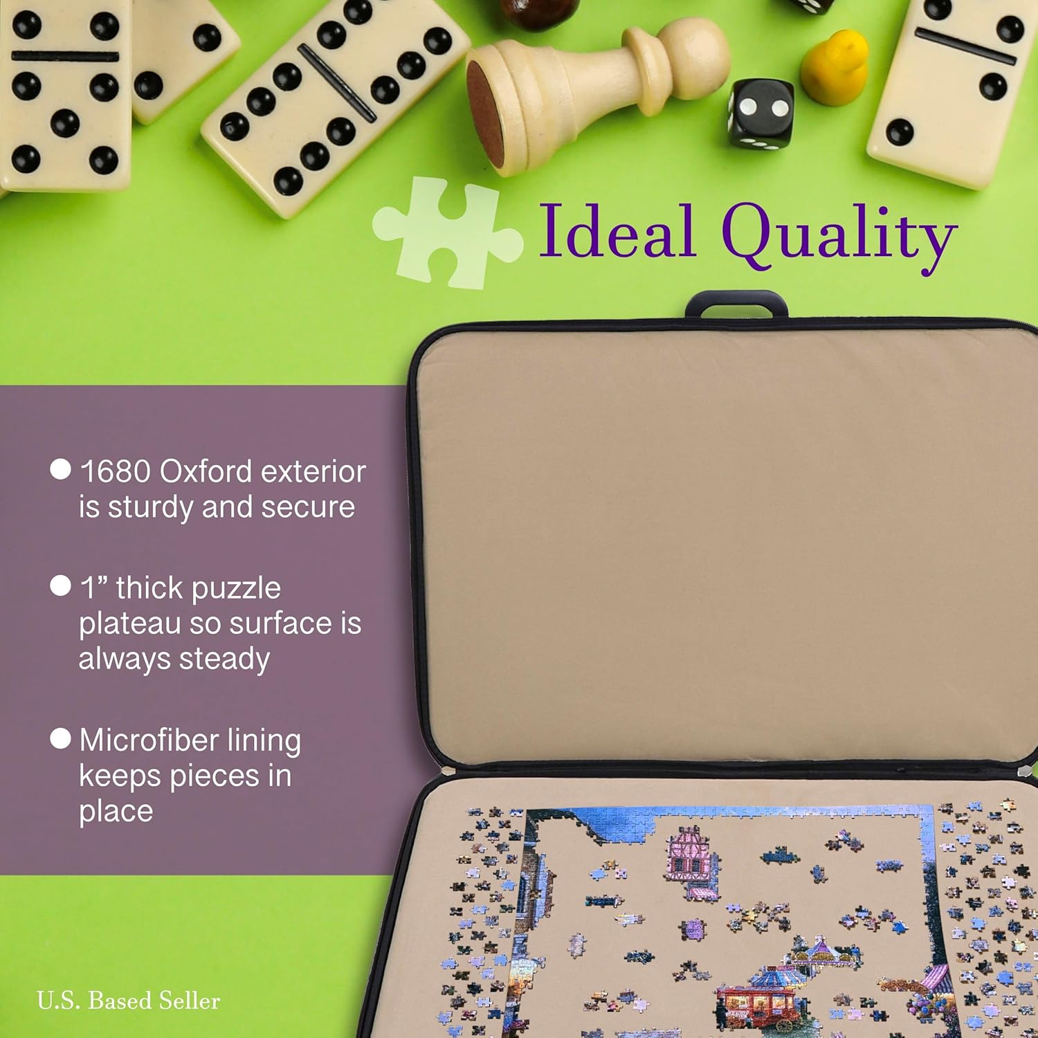 Portable Puzzle Table with Organizer Trays and Mat N491197