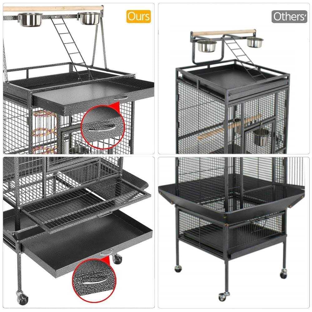 Wrought Iron Rolling Large Parrot Bird Cage for African Grey Small Quaker R879849