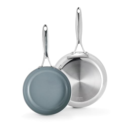 GreenPan Valencia Pro Hard Anodized Healthy Ceramic Nonstick 8" and 10" Frying Pan Skillet Set, PFAS-Free, Induction, Dishwasher Safe, Oven Safe, Gray
