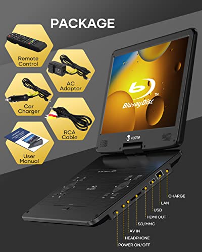Portable Blu-ray DVD Player with 14.1" 1080P HD Swivel Screen D712