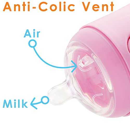 5 oz Pink Anti-Colic Baby Bottles with Nipples, 3-Pack Y46173