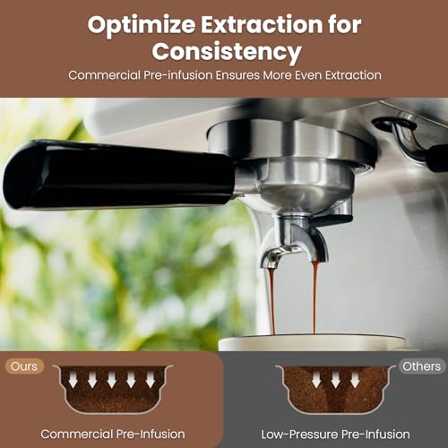 Commercial Espresso Machine with Adjustable Temperature and Milk Frother B429800