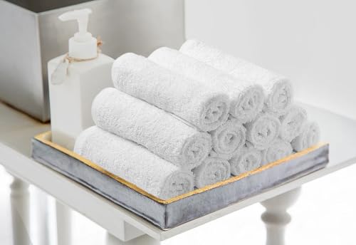 White Cotton Hand Towels for Bathroom, Spa & Gym - 100% Absorbent, 16x27 Inches, 24 Pack D82145