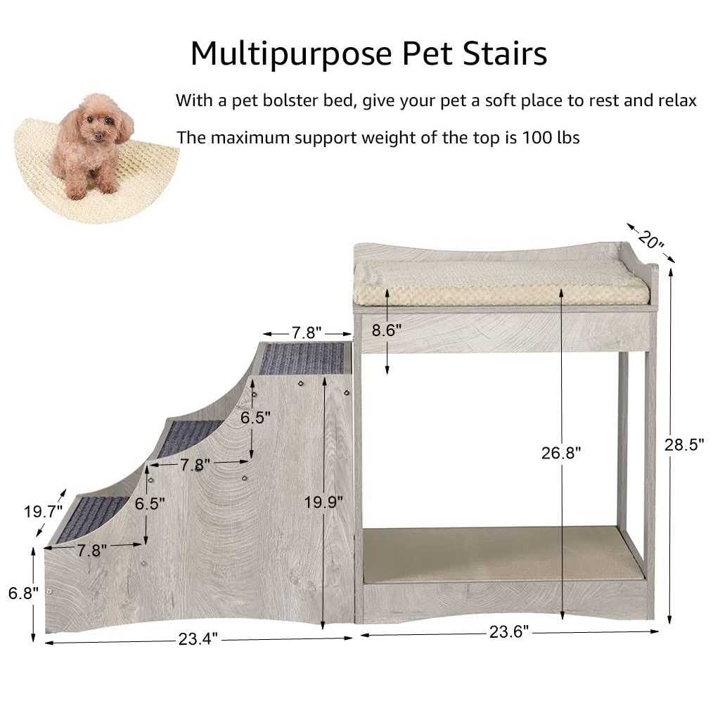 Pet Bunk Bed with Removable Step for Dogs and Cats, Multi-Level Window Perch with Cushion and Scratch Pad G286505