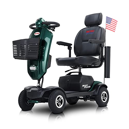 Metro Electric Mobility Scooters for Adults and Seniors - 300 lbs Max Weight, 4-Wheel Powered Mobility Scooters,folding mobility scooter lightweight for Travel, Elderly (with Head Light-Blue)