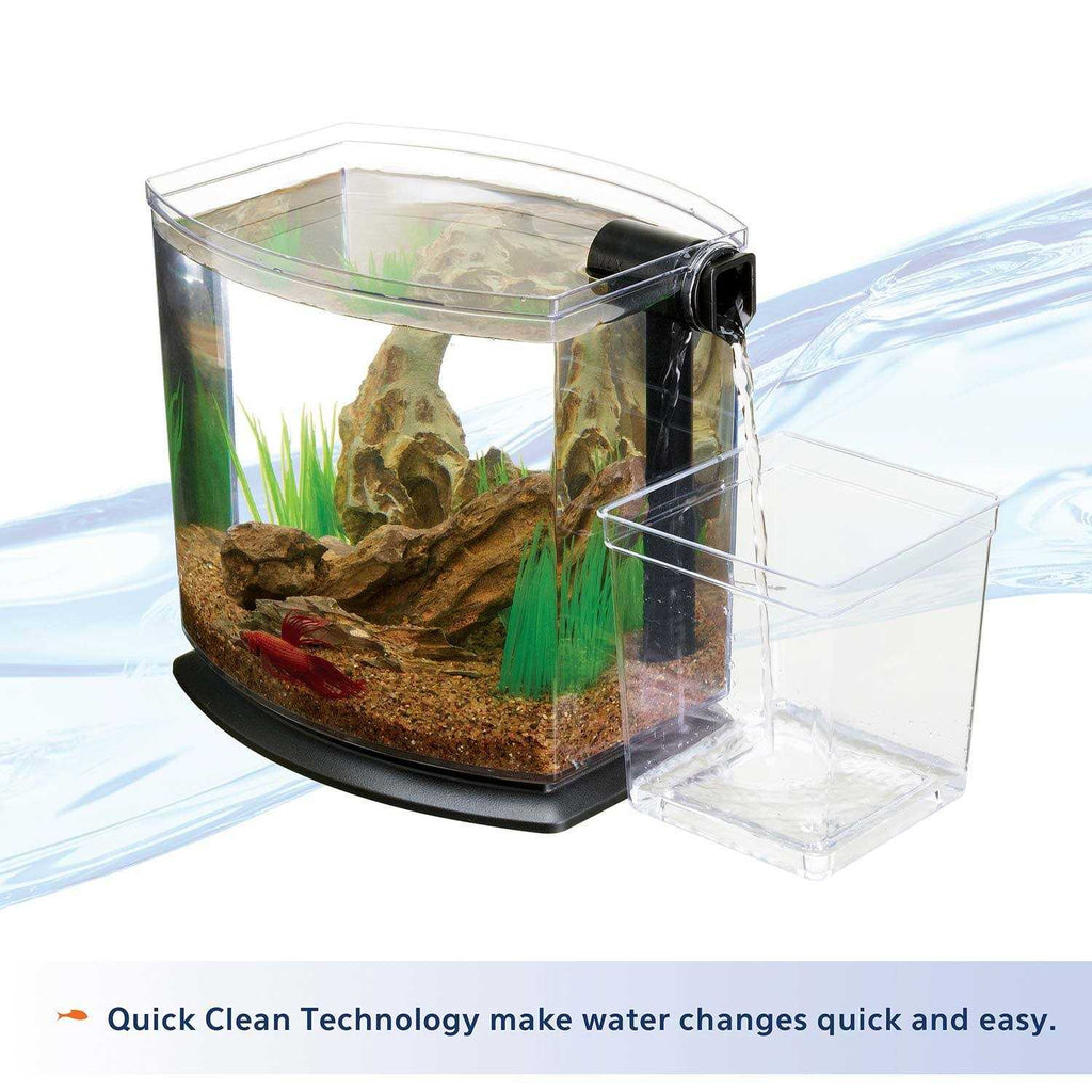 Betta Fish Aquarium Kit with Quick Clean Technology, Black T234198