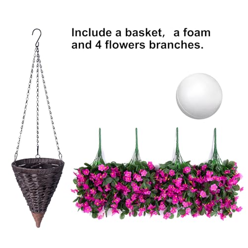 Faux Silk Hanging Flower Basket for Outdoor Porch Patio Decor E6149