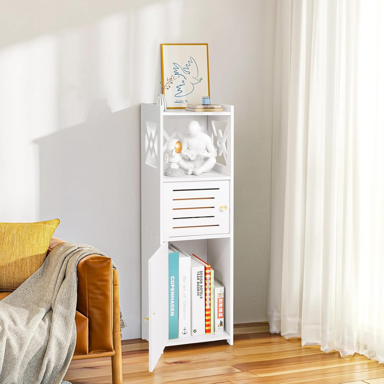 Freestanding Bathroom Storage Cabinet with Double Door and 3-Tier Shelf M277