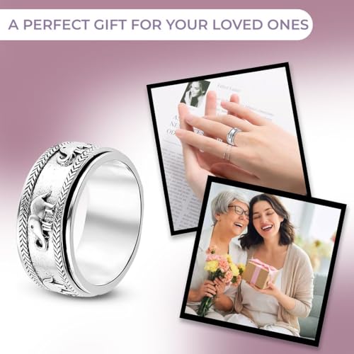 925 Sterling Silver Fidget Spinner Ring Moon Star Anxiety Ring N4074