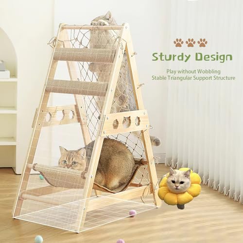 Cat Tower for Indoor Cats with Hammock and Scratching Post Y7643