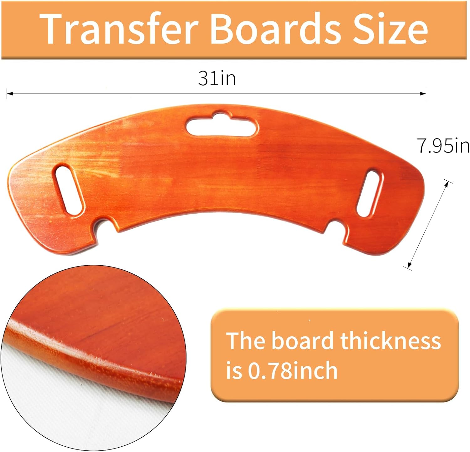 Slide Transfer Board 31" Wooden Patient Sliding Board E3078