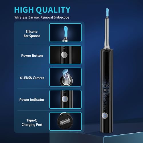 Ear Wax Removal Kit with HD Camera and 6 LED Lights W14376