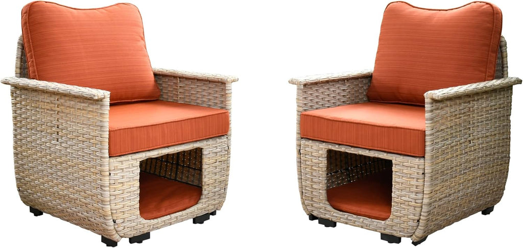Outdoor Patio Conversation Set with Pet House Wicker Rattan Sofa N2343