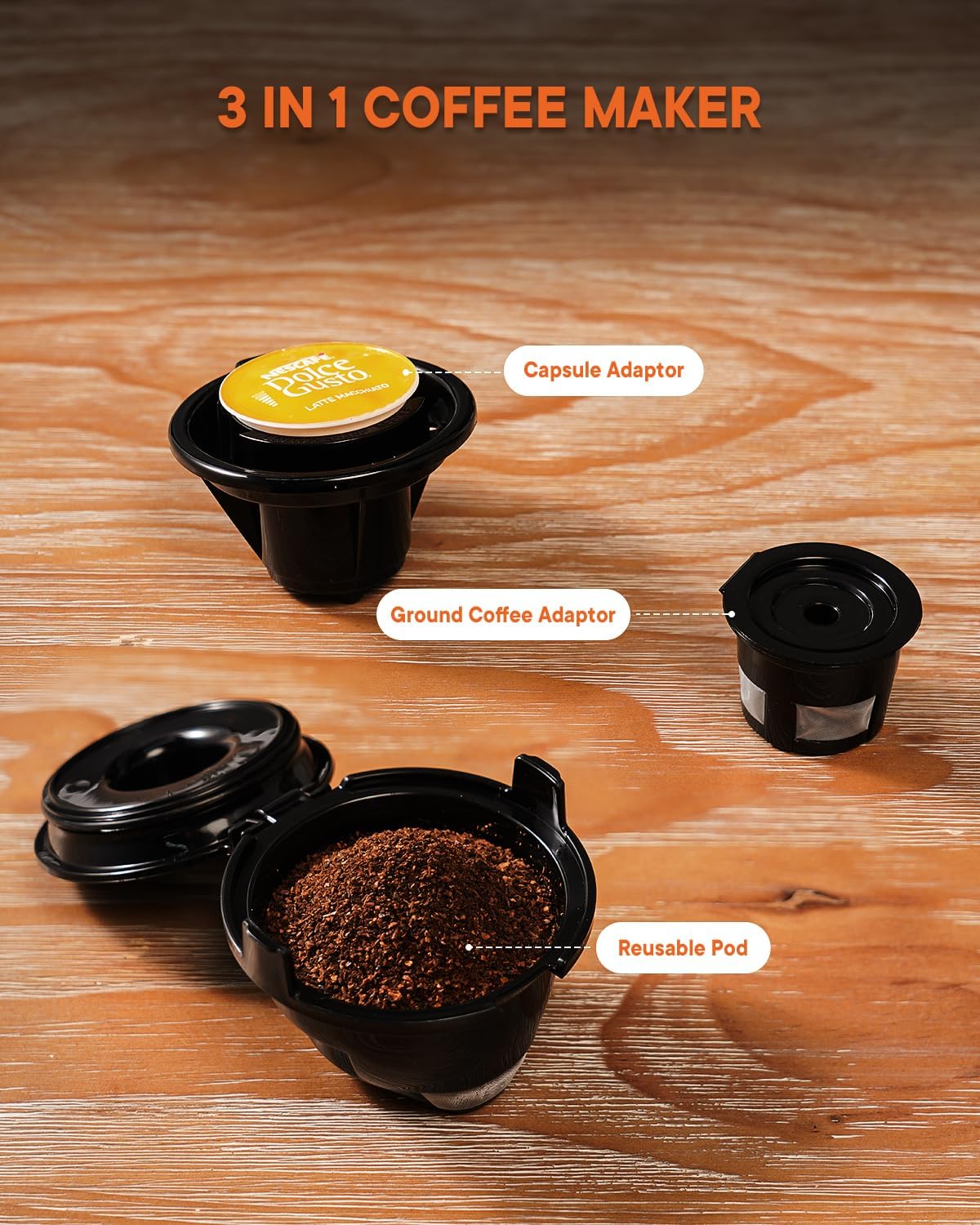 Single Serve Coffee Machine, 3 in 1 Pod Maker for K Cup, Ground Coffee & Tea X14137