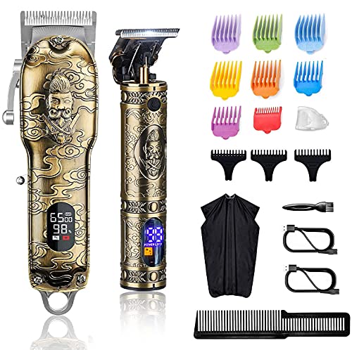Suttik Hair Clippers and Trimmers Set for Men, Professional Cordless Barber Clippers for Hair Cutting, Beard Trimmer Hair Cutting Kit with T-blade Close Cutting Trimmer