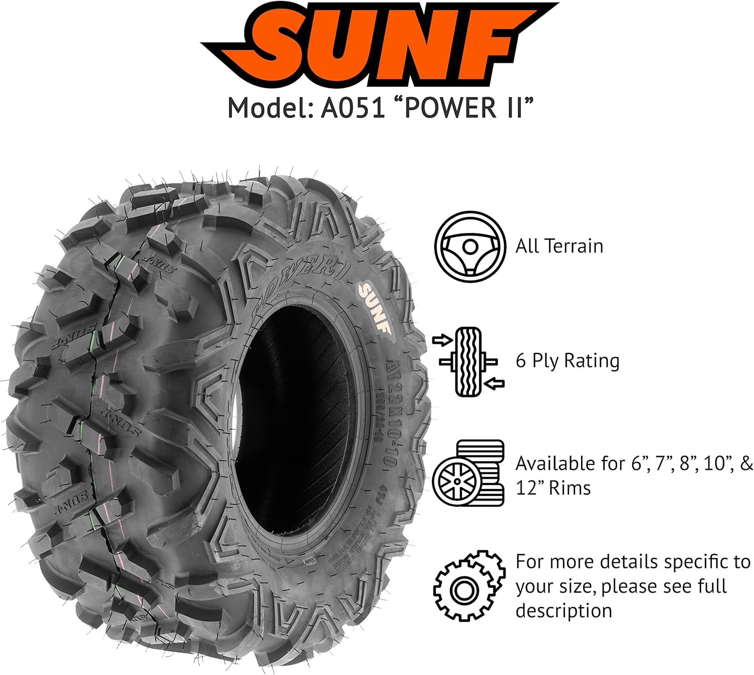 22x10-9 ATV UTV All Terrain Tires 6 PR - Pair of 2 M365