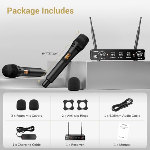 Wireless Microphone System with Receiver for Karaoke and Singing K9162