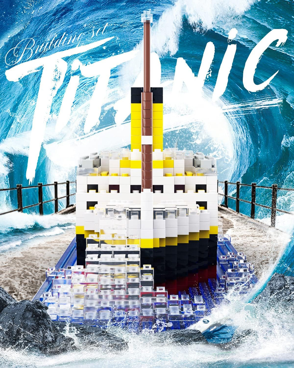Micro Mini Blocks Titanic Model Building Set with 2 Figures, 1872 Pieces C58029