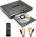 Mini DVD Player, CD Players for Home, DVD Players for TV, Small DVD Player for TV with All Region Free,1080P HD Compact Small DVD CD/Disc Players with AV Output USB Input Remote Control and AV Cable