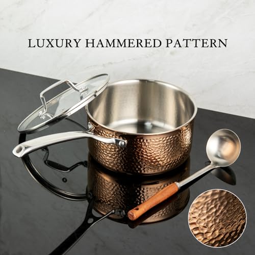 Hammered Stainless Steel Cookware Set, 5 Piece, Oven Safe N830
