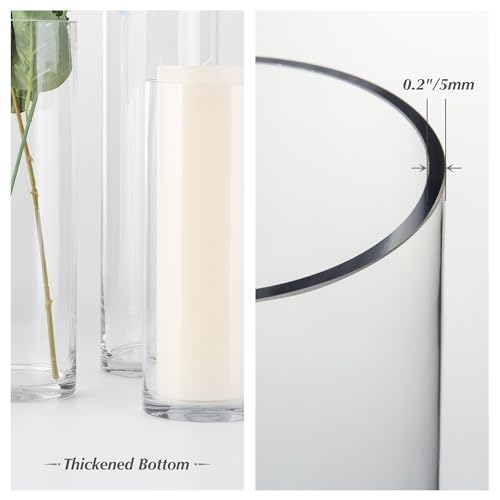 Tall Clear Cylinder Glass Vase for Flowers and Candles, 4" x 20" Z5471
