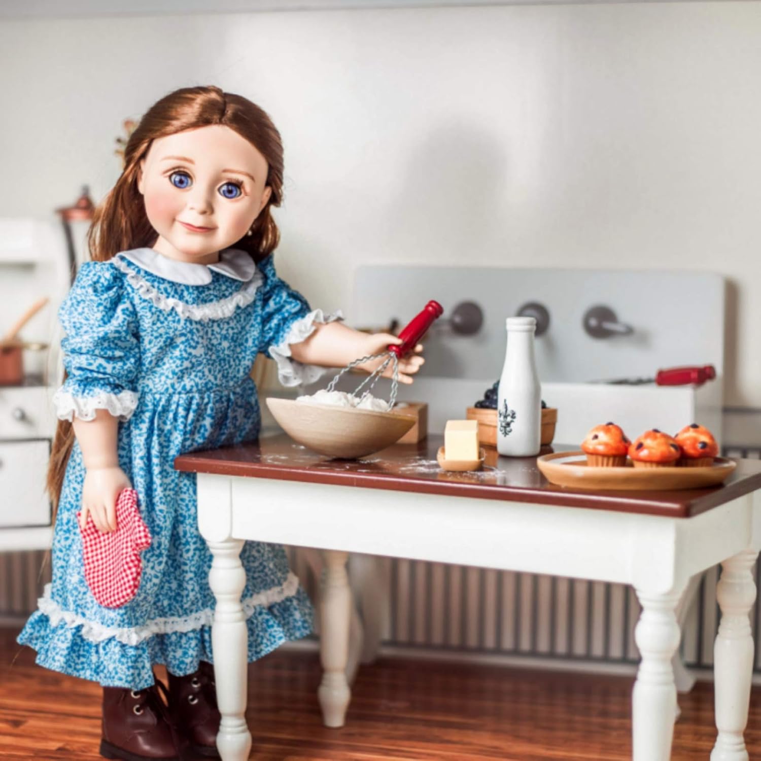 18 Inch Doll Furniture Wooden Kitchen Table and Two Chairs C4899