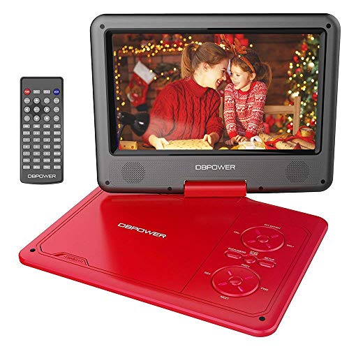 DBPOWER 11.5" Portable DVD Player, 5-Hour Built-in Rechargeable Battery, 9" Swivel Screen, Support CD/DVD/SD Card/USB, with Remote Control, 1.8M Car Charger, Power Adaptor and Car Headrest (Blue)