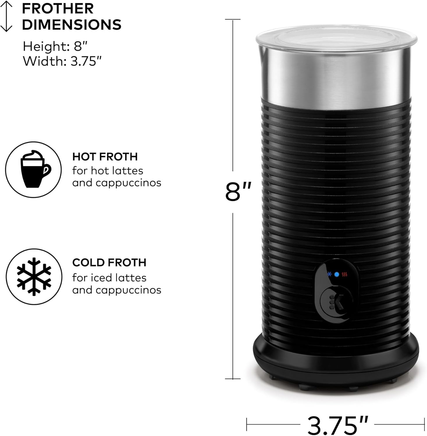 Single Serve Coffee Maker with Milk Frother, Black O1465