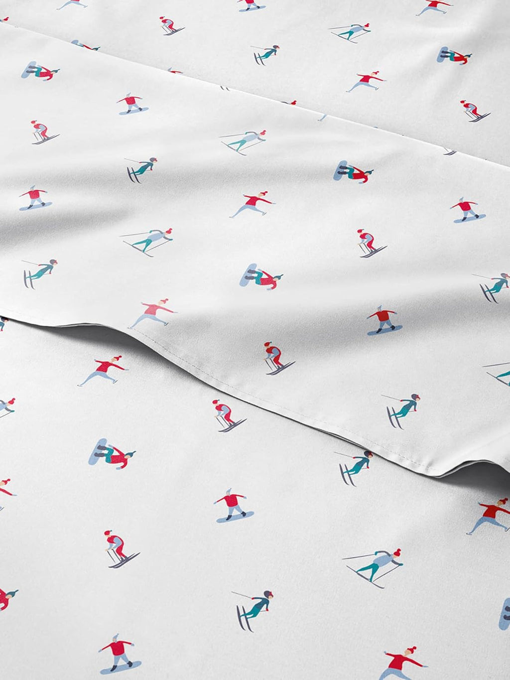 Queen Christmas Sheets - 4 Piece Deep Pocket Christmas Sheet Set - Soft & Wrinkle Free - Easy Care Bedding for Women, Men, Kids & Teens - Luxury Winter Holiday Sheets by CGK Linens (Skis)