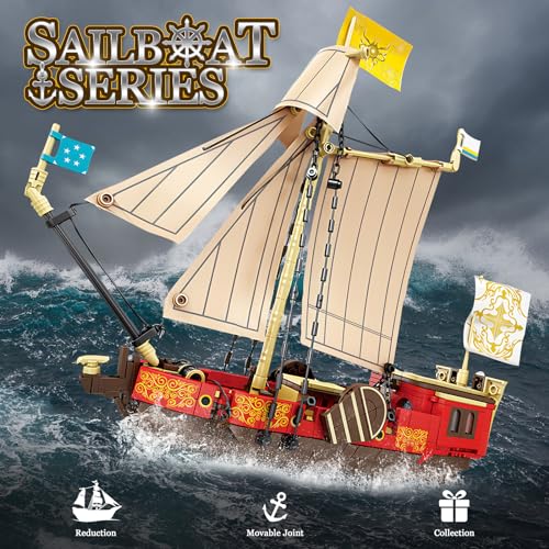 Sailboat and Ship Building Blocks Set for Adults, 495Pcs Model Kit M92245