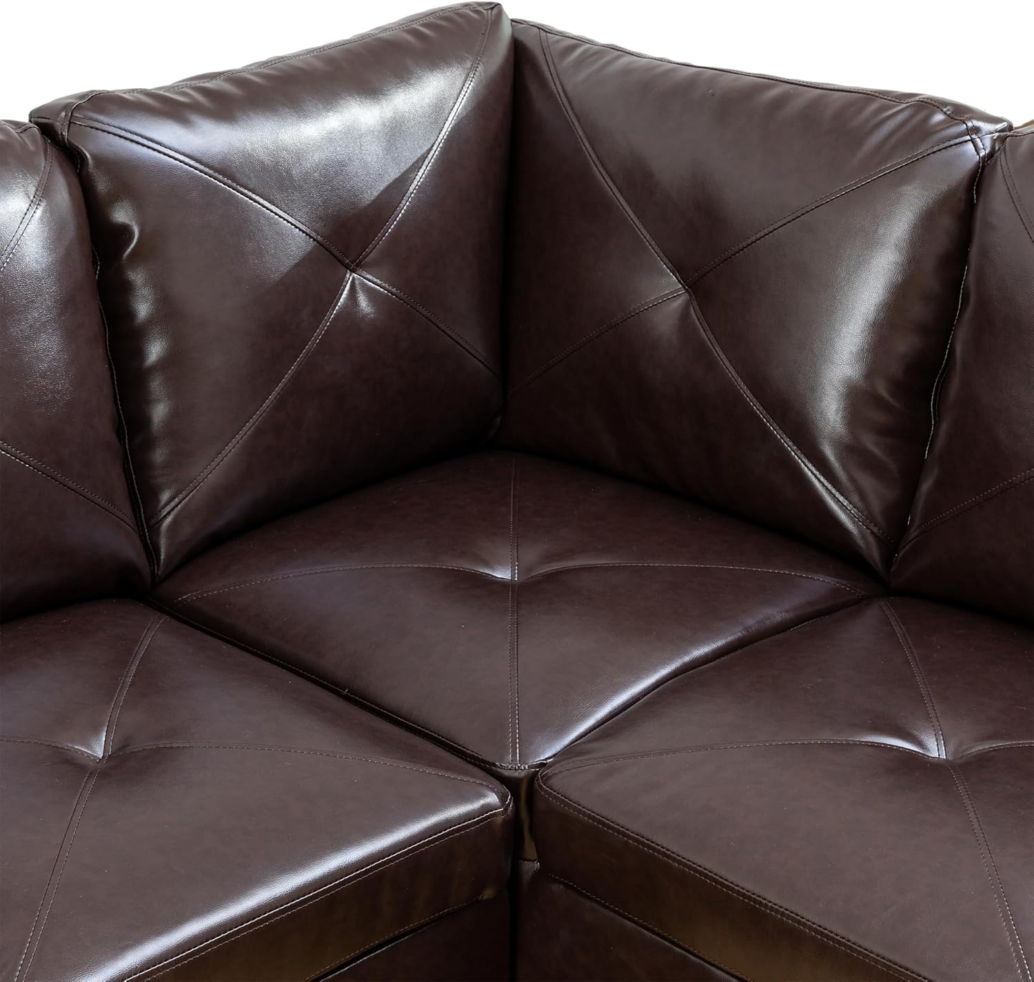 L-Shaped Sectional Sofa with Chaise, Faux Leather, Brown R925652