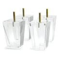 Acrylic Furniture Legs Pack of 4 Clear Feet for Sofa Desk Coffee Table Bed Couch TV Bench (4inch Square)