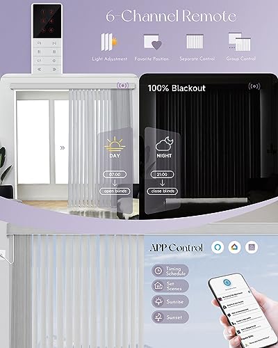 Motorized Vertical Blinds for Home Office, Blackout, Remote Control Y2361