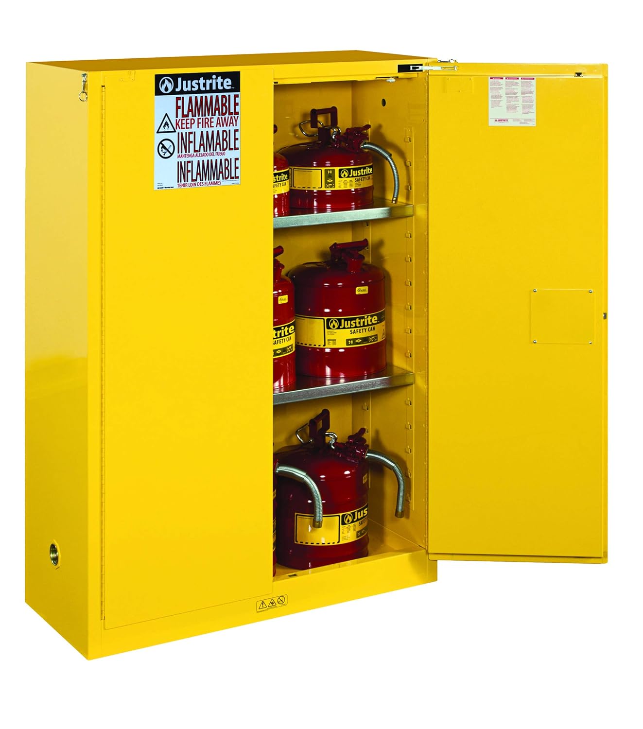 Justrite 894520 Sure-Grip EX Flammable Safety Cabinet, 2 Door, Self Closing, Dimensions (H x W x D): 44 x 43 x 18 inch (1651 x 1092 x 457 mm); 45 gal. (170L)