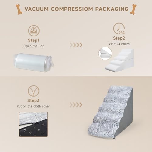 Dog Stairs for High Beds, 5 Tiers Soft Steps for Small Dogs and Cats M866