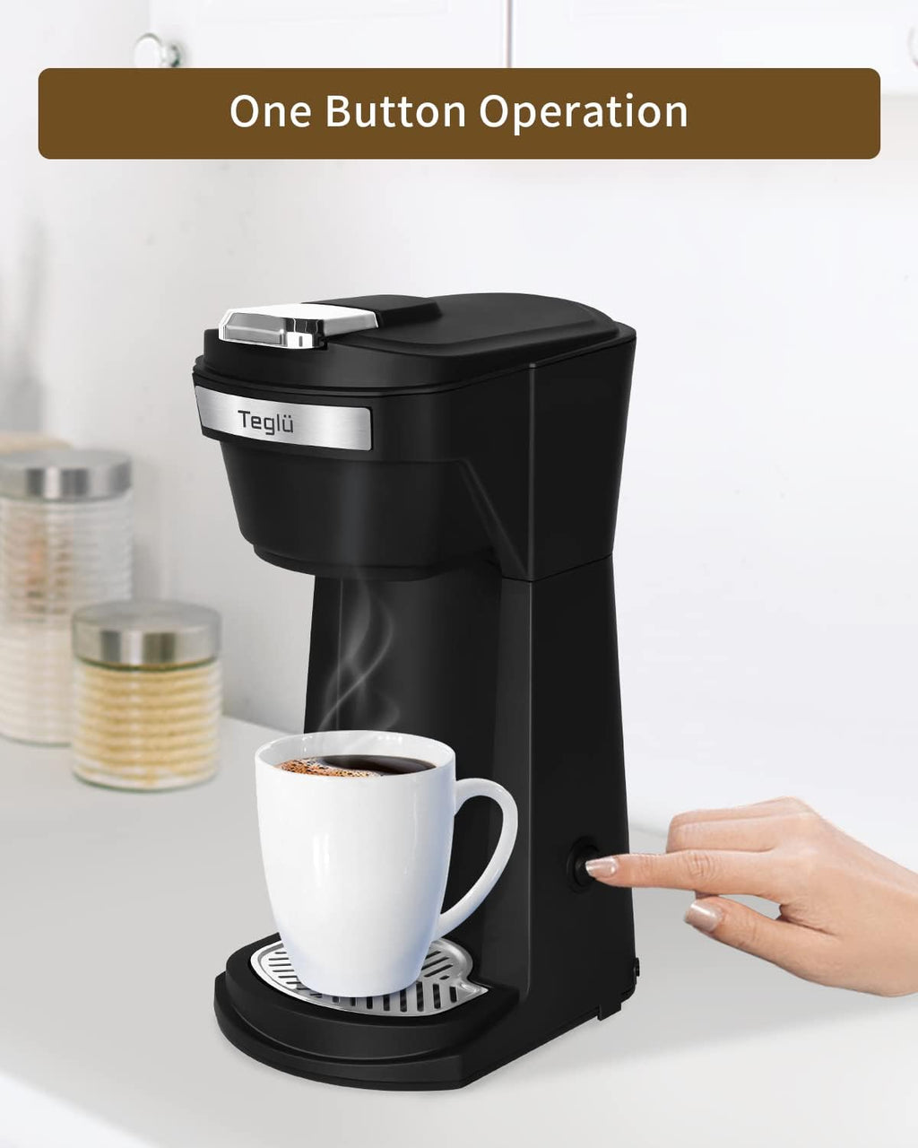 Single Serve Coffee Maker for K Cup Pods & Ground Coffee, Mini Brewer with Reusable Filter O8404