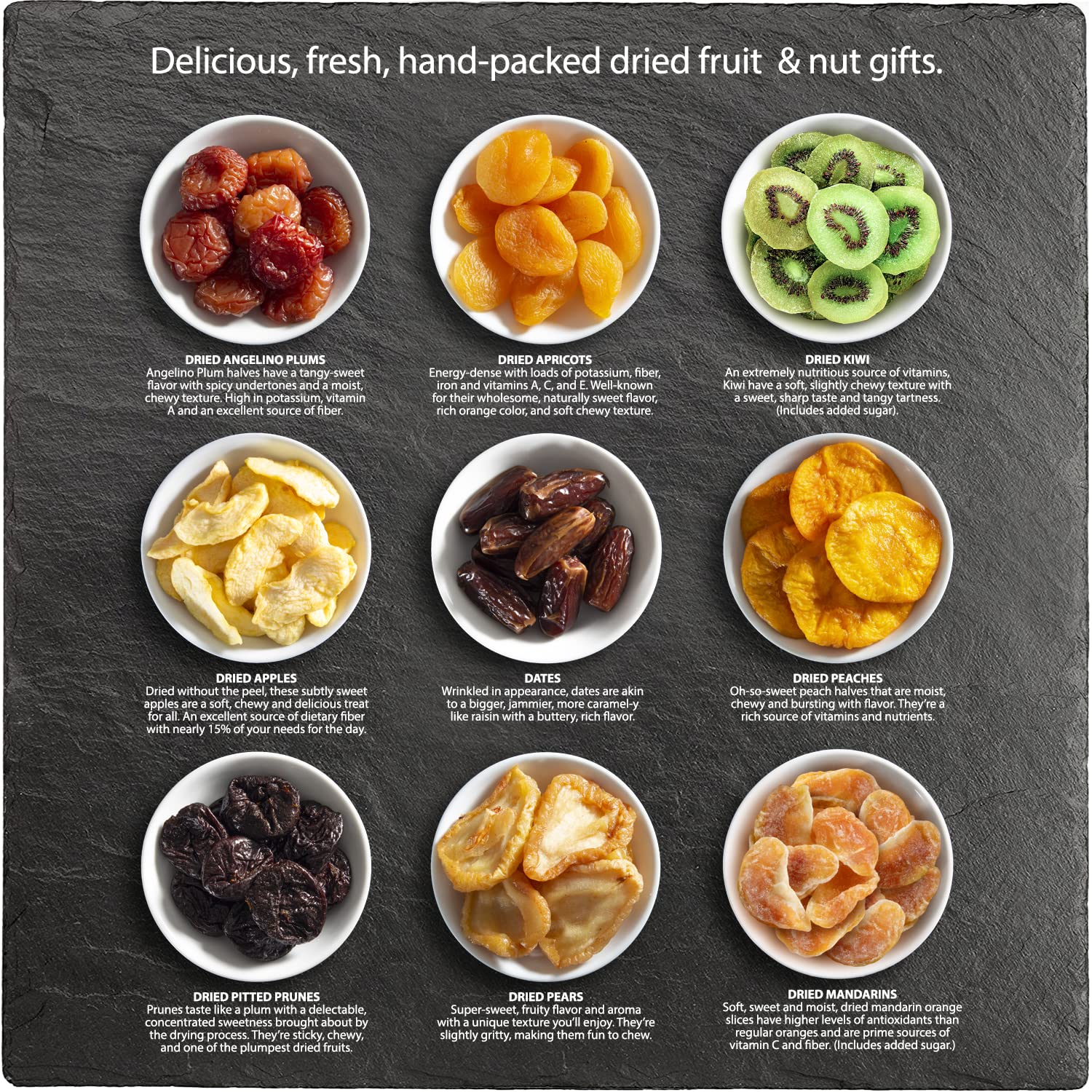 Dried Fruit Deluxe Tray Basket Arrangement for Holiday Birthday G8681