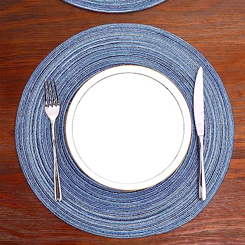 Glitter Gold Round Braided Placemats Set of 8 Washable 15 Inch E600004