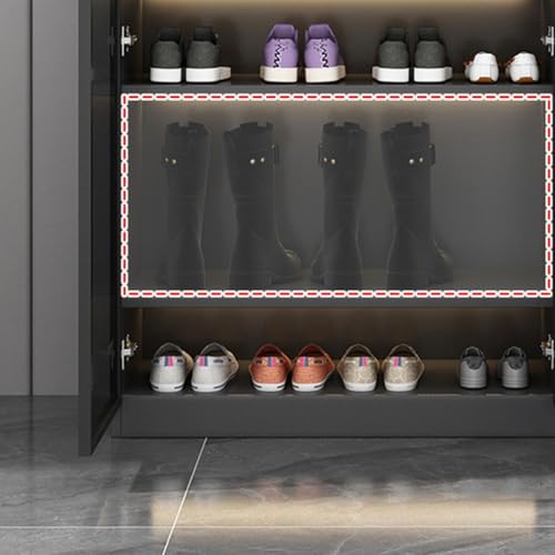 Shoe Cabinet with Glass Doors and Sensor Light, 6-Tier Freestanding Shoe Rack Storage Organizer T33337
