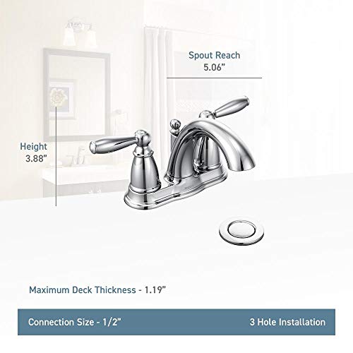 Two-Handle Low Arc Centerset Bathroom Faucet with Drain Assembly I85333