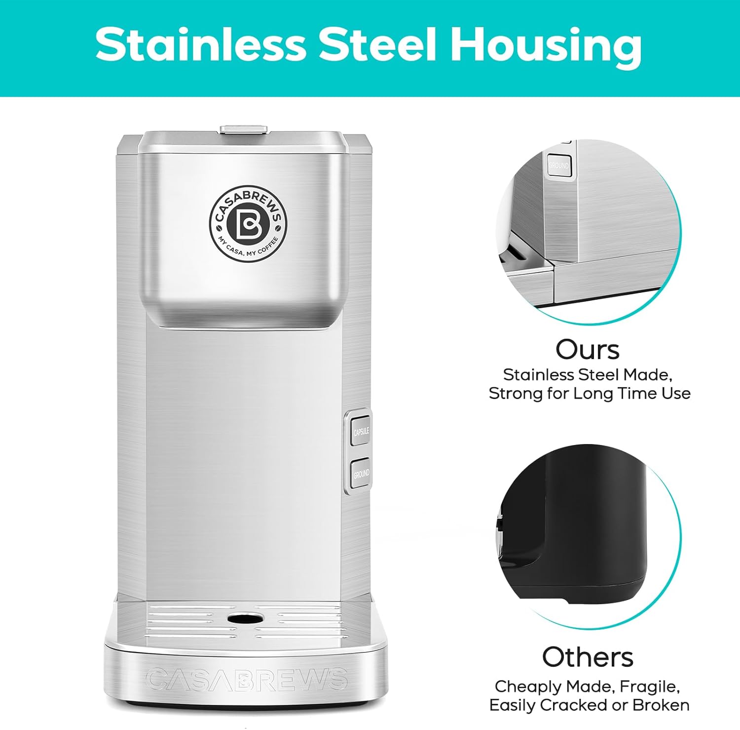 K Cup Coffee Maker, Stainless Steel, Compact Coffee Brewer N572832