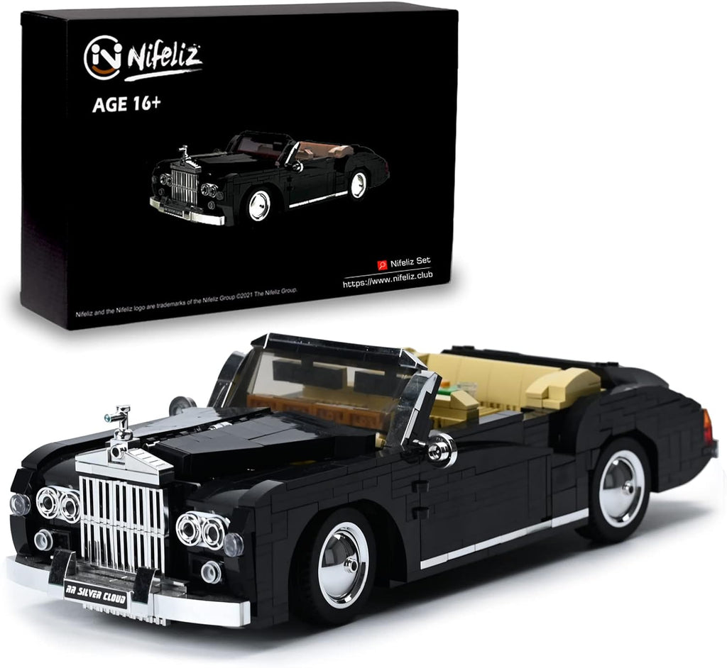Nifeliz Retro Car ​Silver Cloud MOC Building Blocks and Construction Toy, Adult Collectible Model Cars Set to Build, 1:14 Scale Sports Car Model (1096 Pcs)